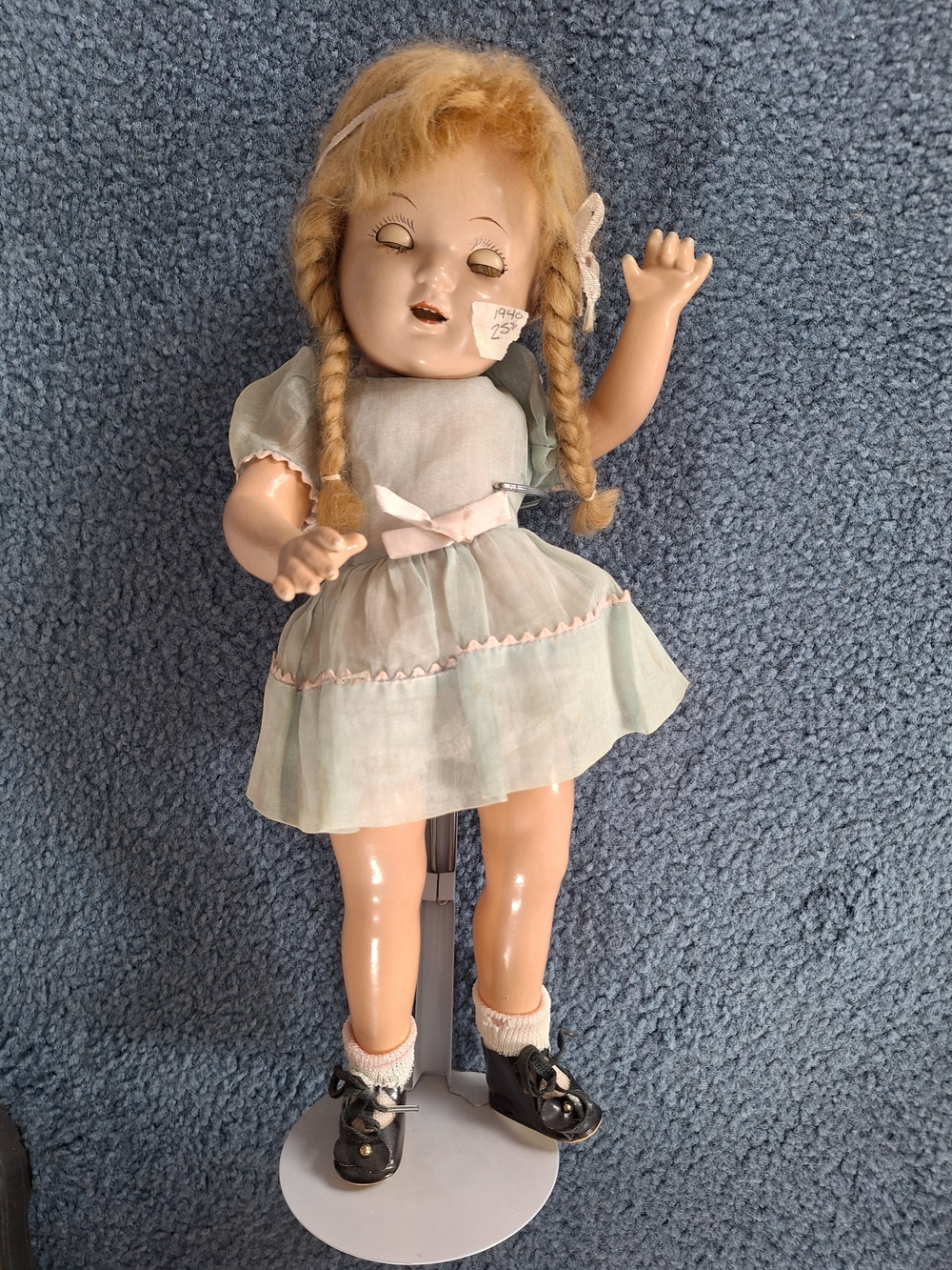 1950s Vintage-Style Kids Doll in Light Blue Dress